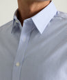 Model wearing a Blue Wrinkle-Free Bordeaux Shirt.