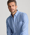 Model wearing the Cadetto Shirt in blue.