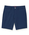 Model wearing UNTUCKit True Navy Traveler Shorts.