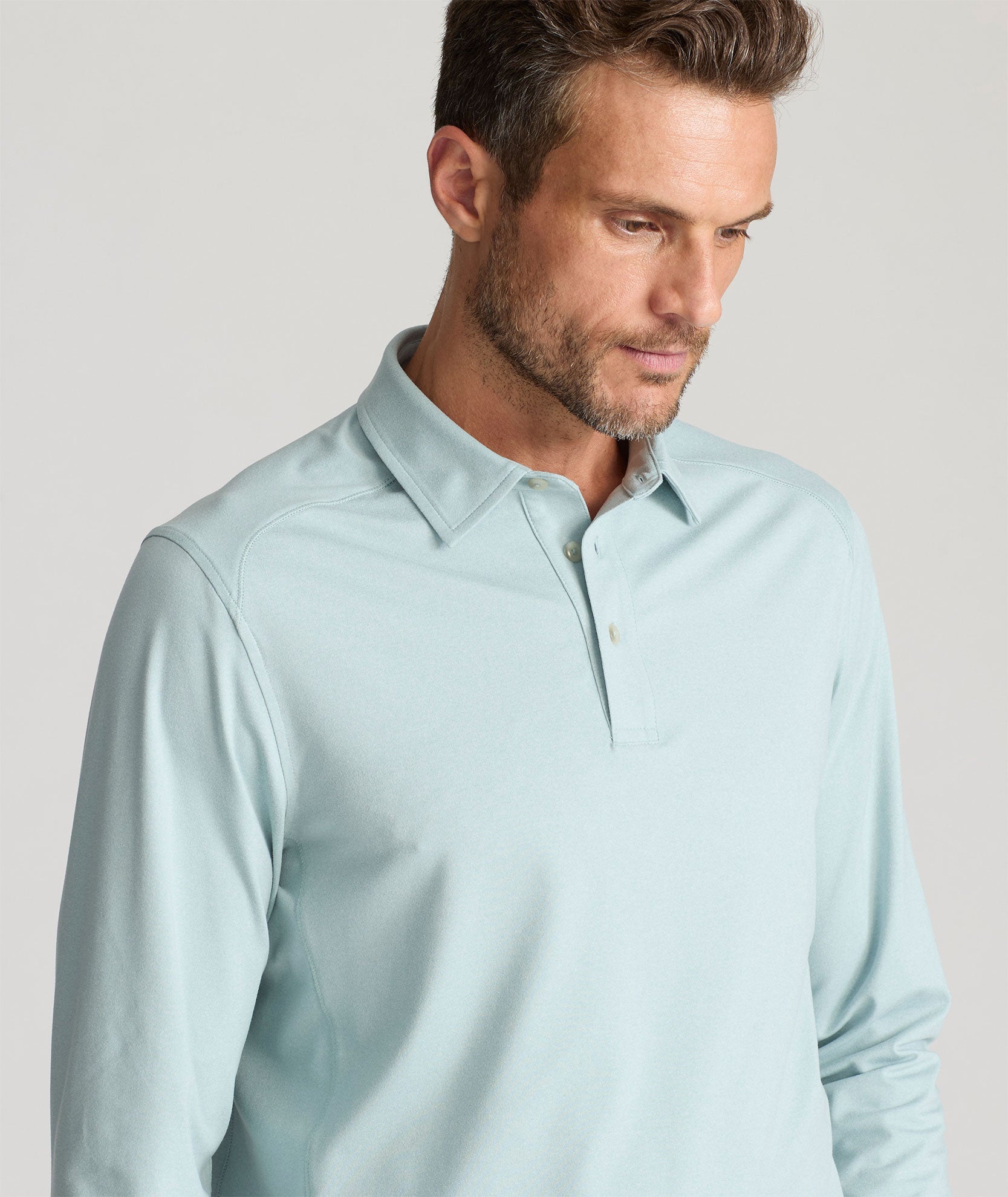 Performance Long Sleeve Polo Light Blue UNTUCKit Canada