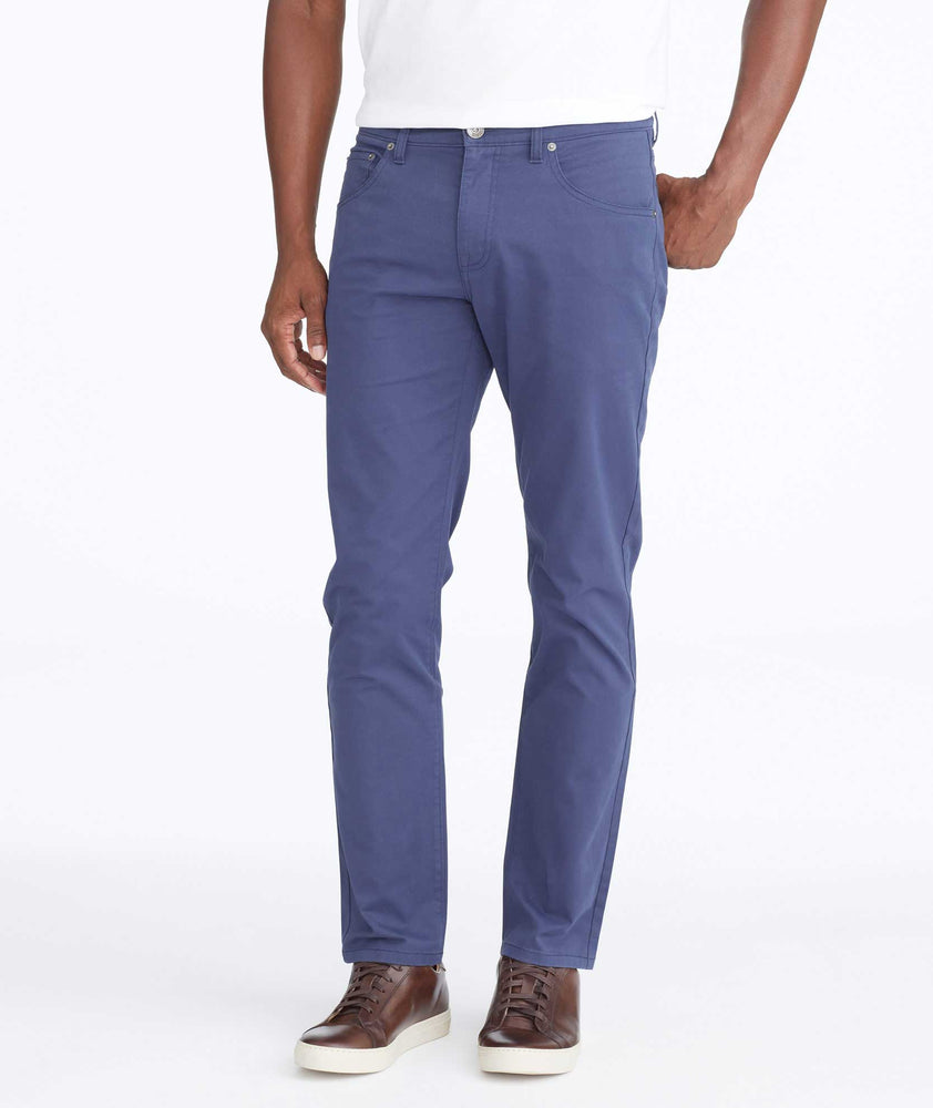 Model wearing a Dark Blue 5-Pocket Pants