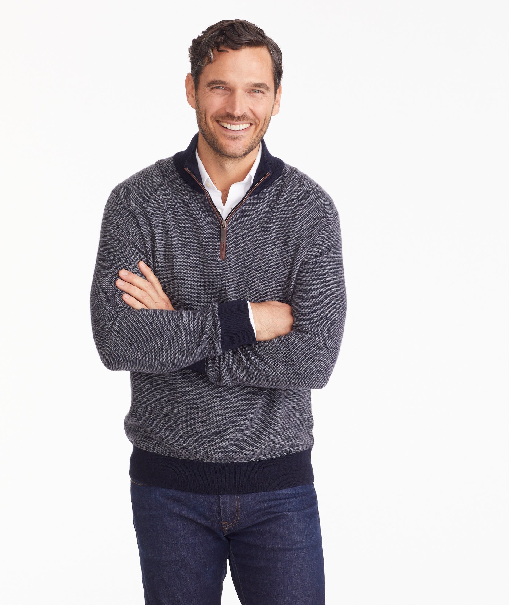 Dress shirt with quarter zip sweater sale