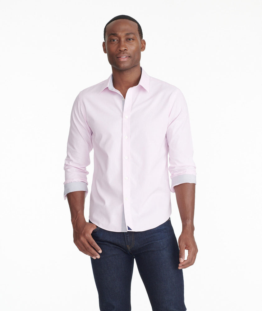 Wrinkle-Free Douro Shirt Pink & White Stripe With Contrast Cuff ...
