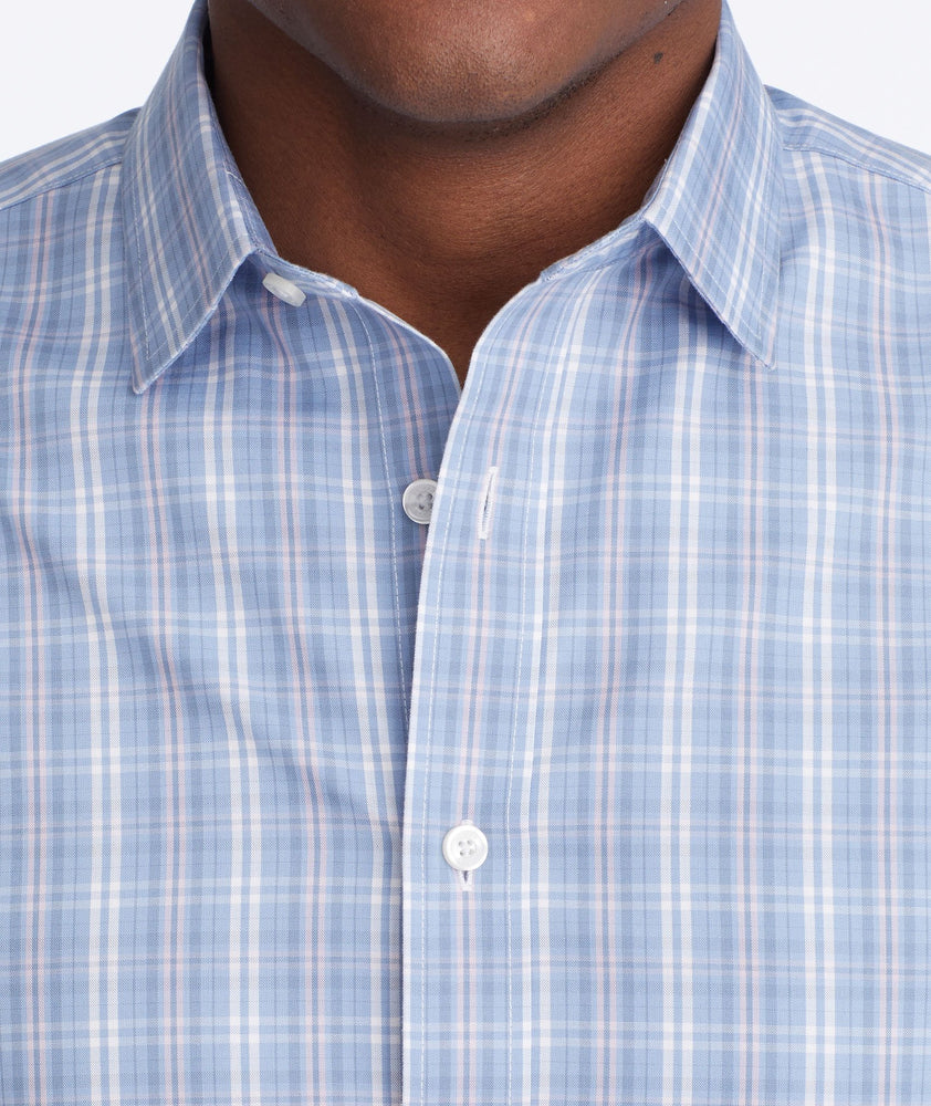 Model wearing a Blue Wrinkle-Free Felton Shirt