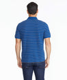 Model wearing a Navy Striped Pique Polo - FINAL SALE