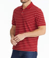 Model wearing a Red Striped Pique Polo - FINAL SALE