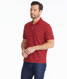 Model wearing a Red Striped Pique Polo - FINAL SALE