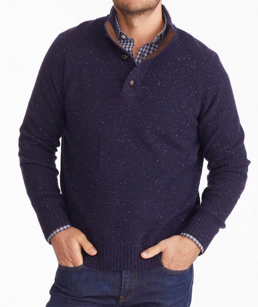 Button-Neck Donegal Sweater