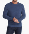 Model wearing a Blue Textured Crewneck Sweater