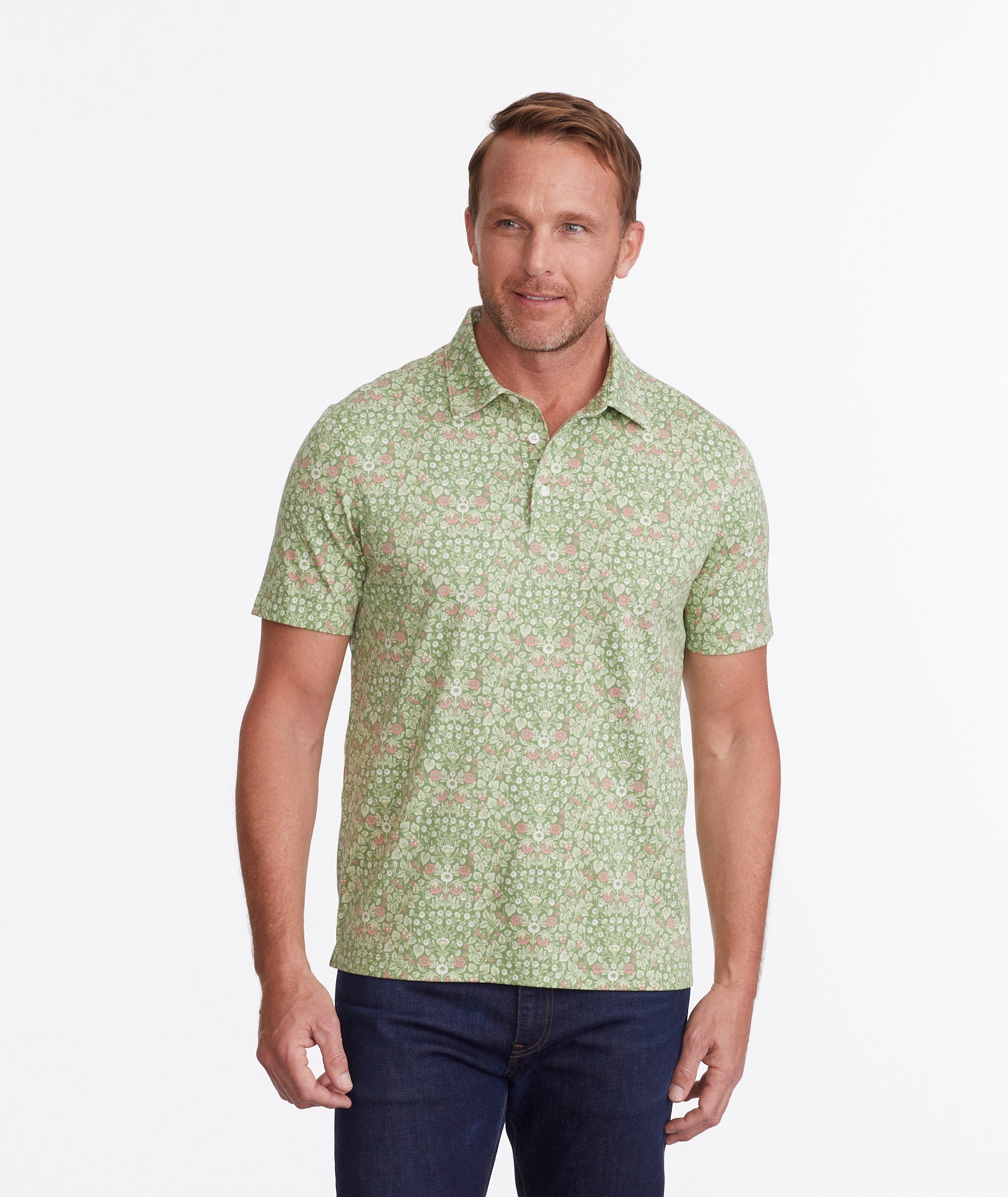 Wrinkle-Free Polo With Floral Print - FINAL SALE