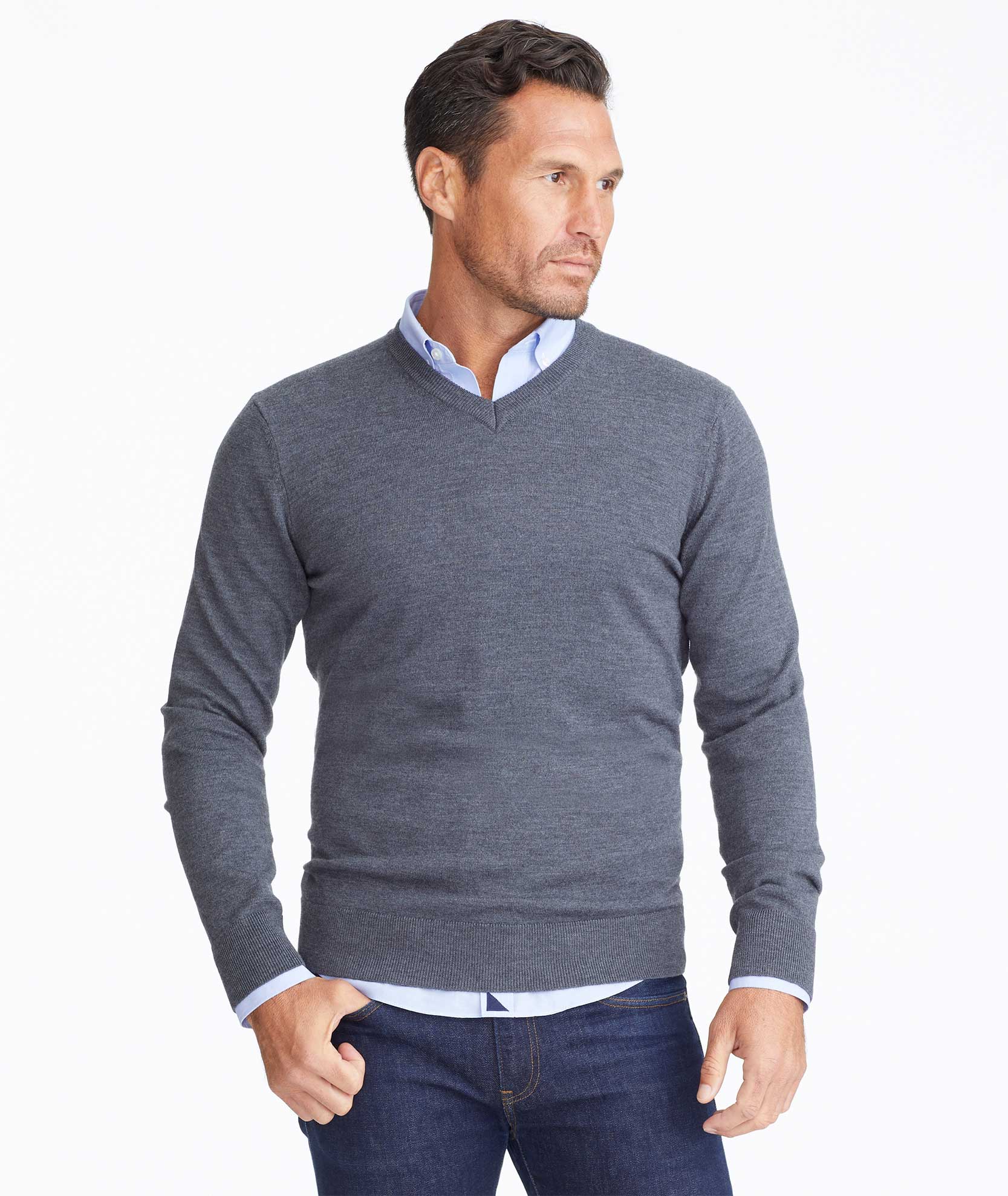 Gray v neck sweater mens sale